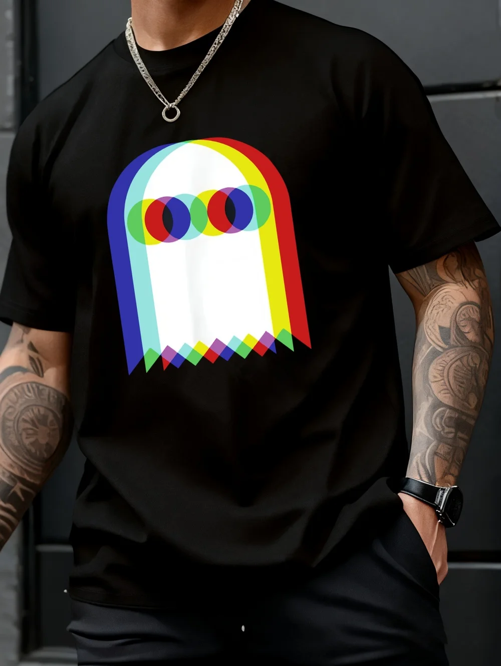 

Мужская футболка с крутым дизайном Cool Shadow, круглым вырезом, коротким рукавом, ретро-графикой в стиле пиксель, красочным спектральным 3D-принтом, повседневная модная футболка в стиле Y2K