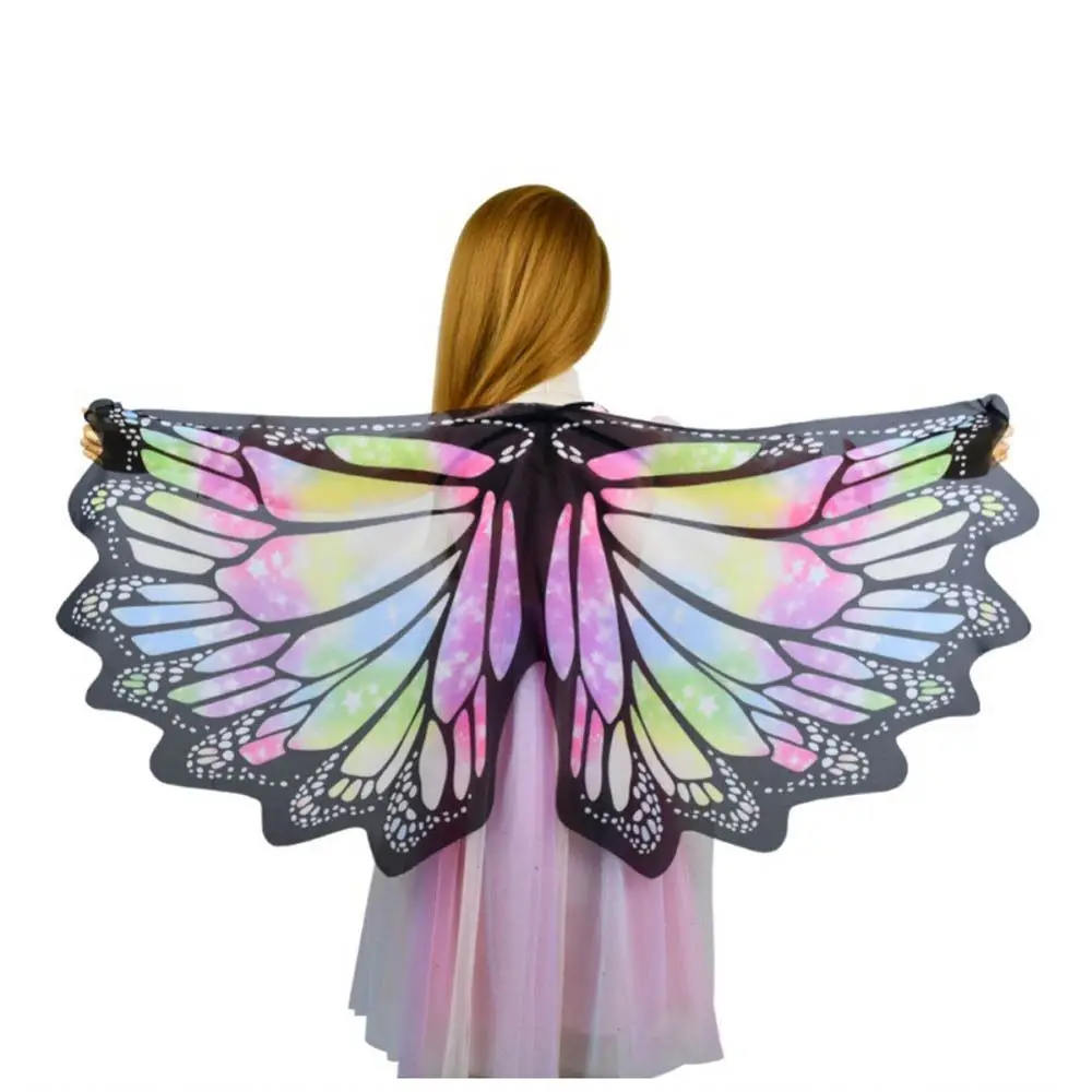 Lindo gasa mariposa capa gradiente disfraz bufandas y envolturas accesorios de fiesta vestir alas de mariposa chal niños