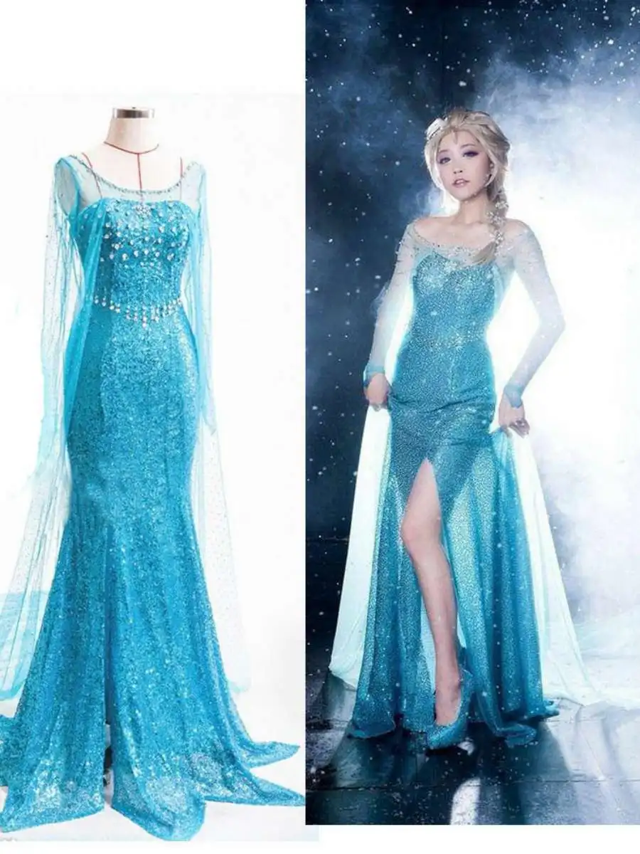 Loween adulte Princ Elsa Dr Par Costume glace Princ robe de bal femmes traditionnel Hanfu scène Performance vêtements
