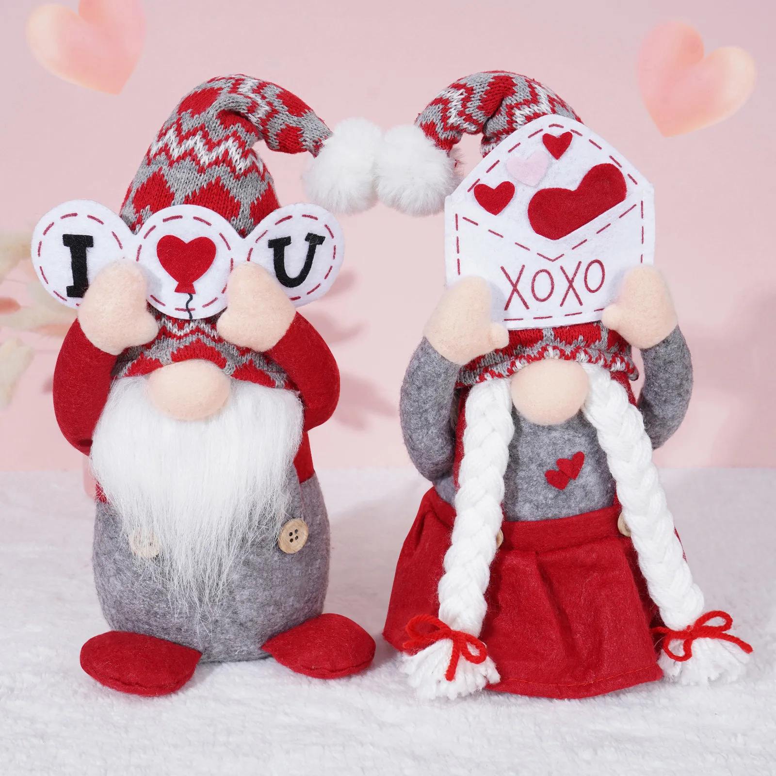 Valentines Day Faceless Gnome Plush Doll Love Heart Elf Doll Home Desktop Ornaments Wedding Party Decoration Holiday Figurines