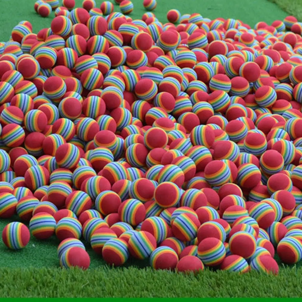 

8Pcs 42Mm Eva Practice Golf Balls Bright Rainbow Color Lightweight Non-Damaging Sponge Ball for Indoor Approach Drills