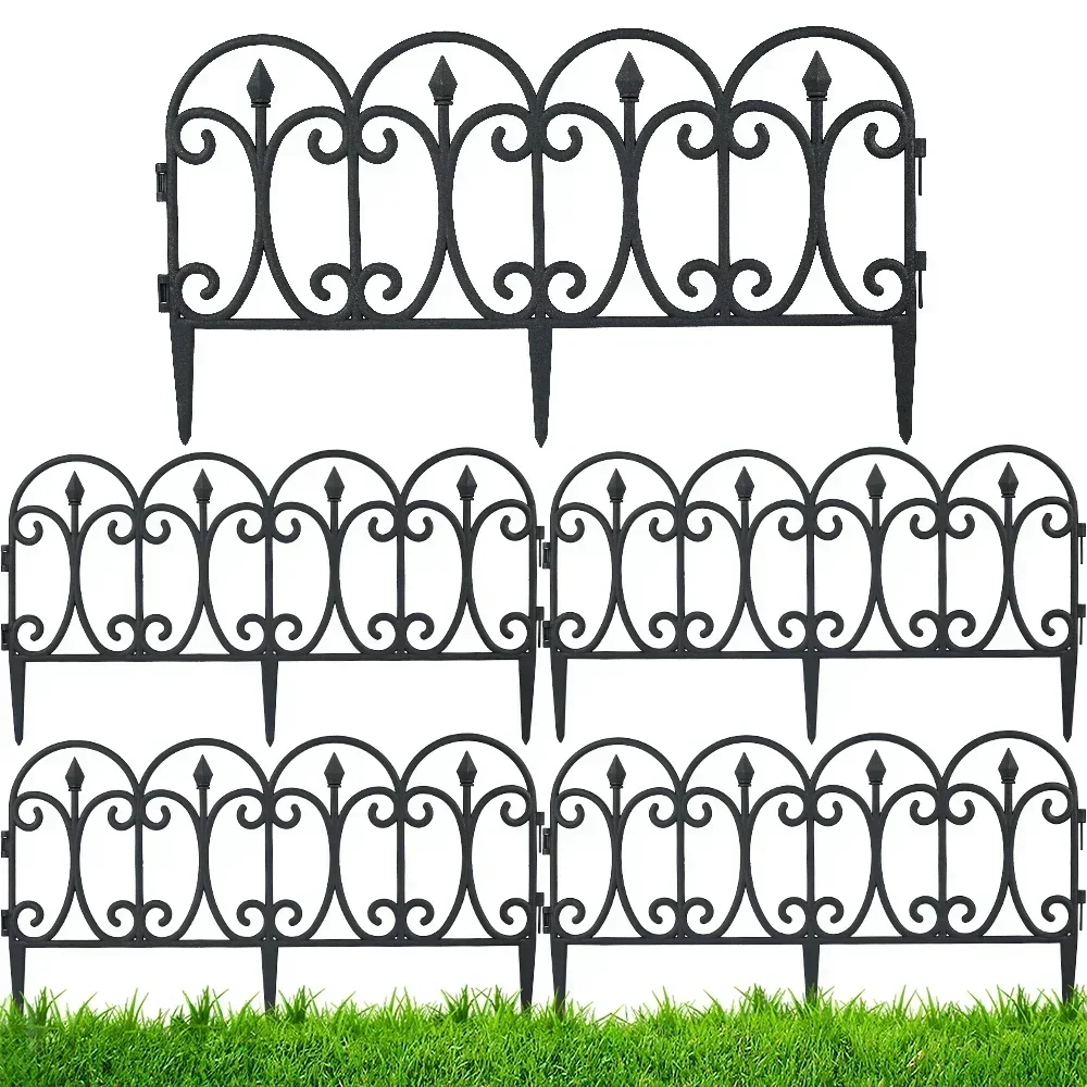 

5Pcs Garden Border Path Edging Fence Outdoor Landscape Border Edging Fence Plastic Patio Lawn Flower Bed Fencing Barrier
