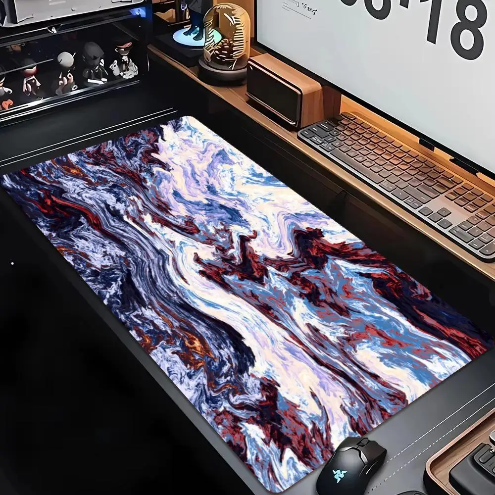 Abstract Marble Swirl Paint Art XXL Desk Pad Non-Slip Rubber Gaming Mouse Mat Keyboard Mausepad Desktop Computer Accessories