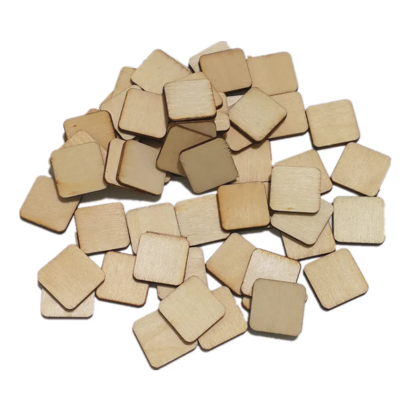 100pcs 20mm Unfinished Wood Pieces Blanks Wood Squares Round Corner Wooden Cutouts for DIY  Craft Laser Engraving Carving