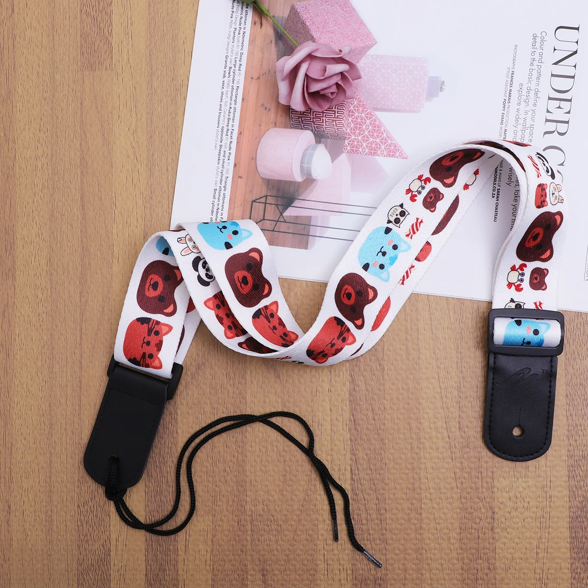 

Adorable Cartoon Bear Guitar Shoulder Strap Premium Polyamide Comfortable Adjustable Durable Pu Ends Cute Animal Design