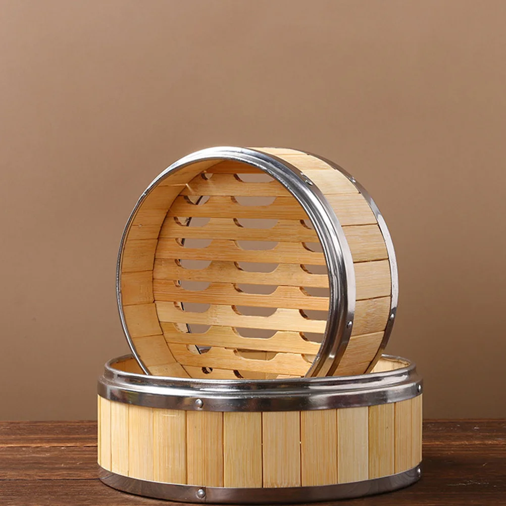 

Bamboo Steamer Basket Kitchen Dumplings Vegetables Plain Wood Cooking Steaming Pot Multi functional Premium