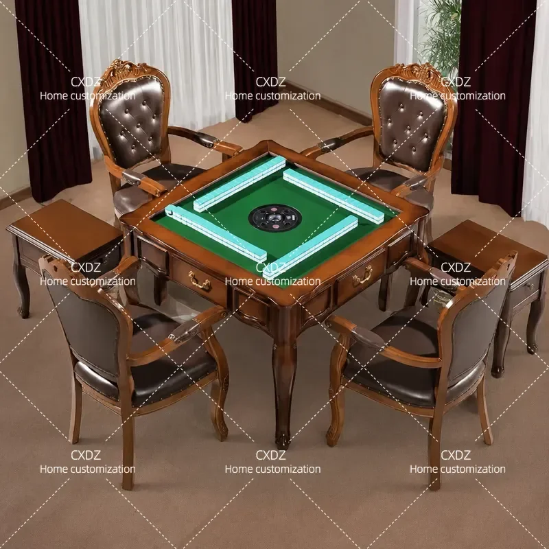 Automatic Mahjong Table Luxury Solid Wood Dining Table Dual Purpose Integrated Silent Multi Functional Home Game Table