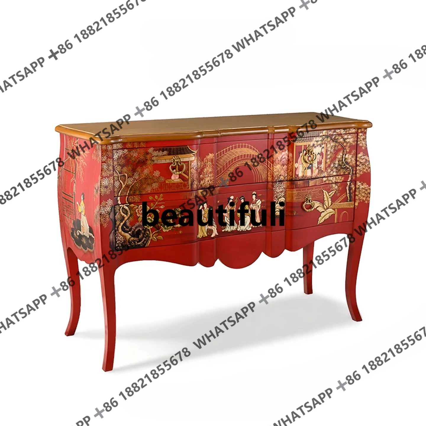 New Chinese-style entrance cabinet, facing the door, dining side cabinet, sofa, living room storage locker