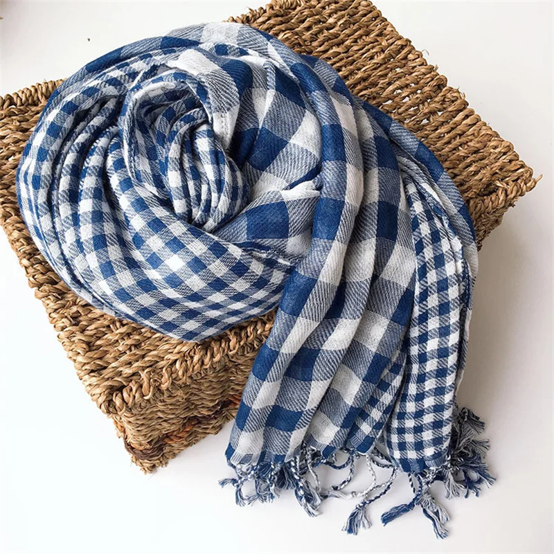 

Luxury Brand Plaid Scarves Cotton Shawls Lovers Winter Warm Plaid Shawl Double Layers Tassel Scarves