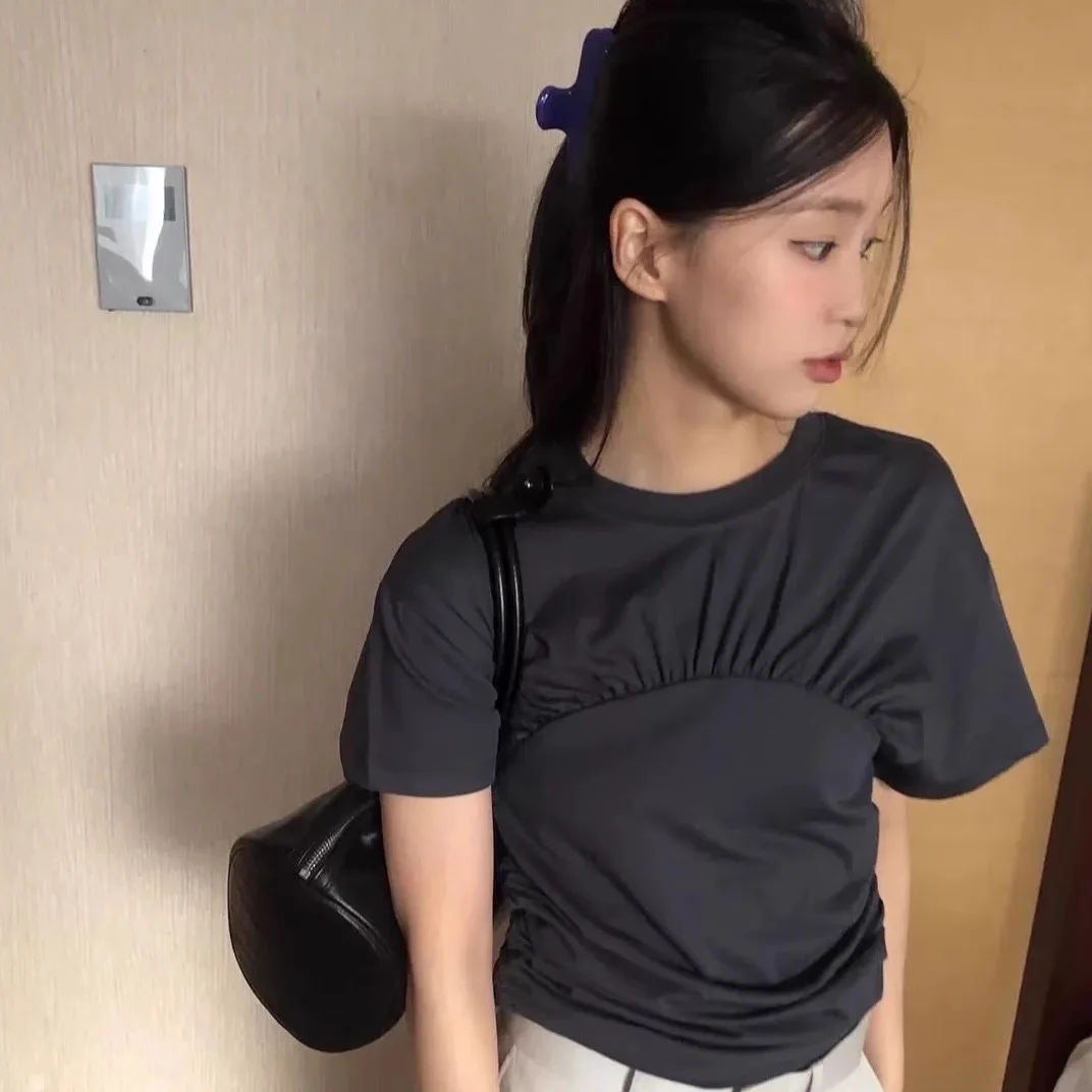 تي شيرت Smoothmod لخريف 2025 للسيدات أنيق على نحو سلس ort Sve تي شيرت دائري Ne مطوي بحاشية غير رسمية لون نقي بقصة ضيقة #1