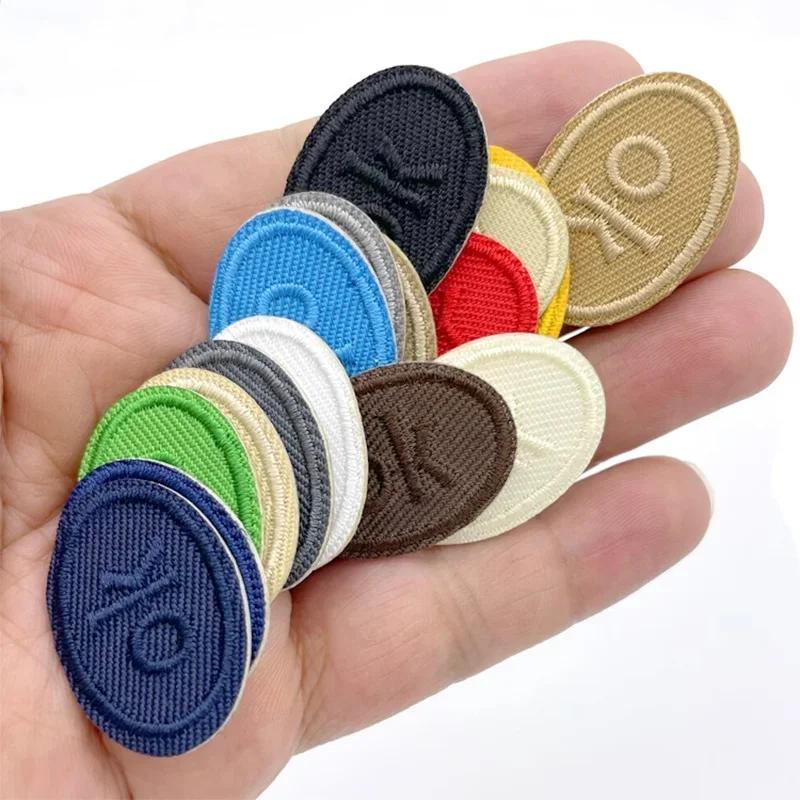 10Pcs Nylon Iron on Patches OK Repair Patch Small Embroidered Sew on Iron on Patches for DIY Cloth Plant Repair Fabric Appliques