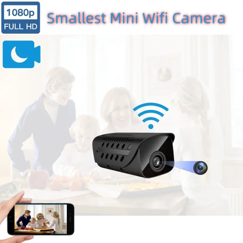 1080P HD Mini Wifi Camera Smallest IP Webcam Remote Monitoring Small Camcorder Infrared Night Vision Micro Cam Built-in Battery