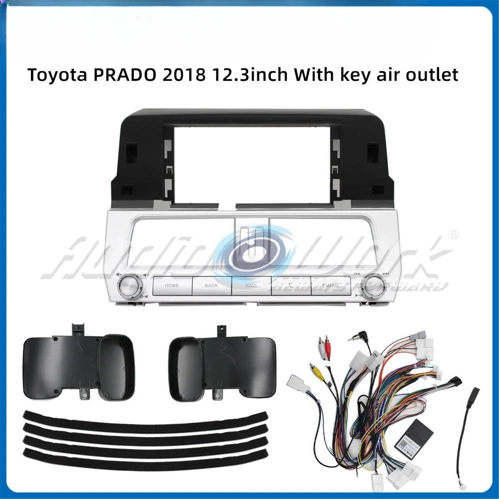 Car Radio Fascia 12.3 inch for 2018 TOYOTA PRADO 2 Din Stereo Player Install Surround Panel Dash Kit GPS Frame