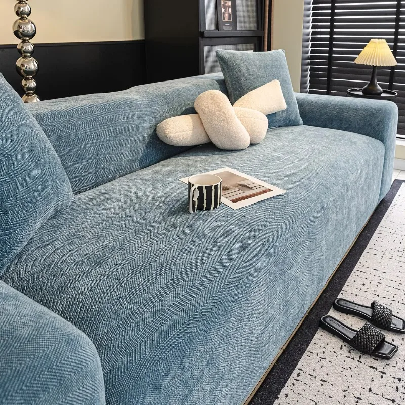 Herringbone Chenille Elastic Slipcover, All-season Stretch Couch Cover, Furniture Protector for 1/2/3 Seater Living Room Sofa