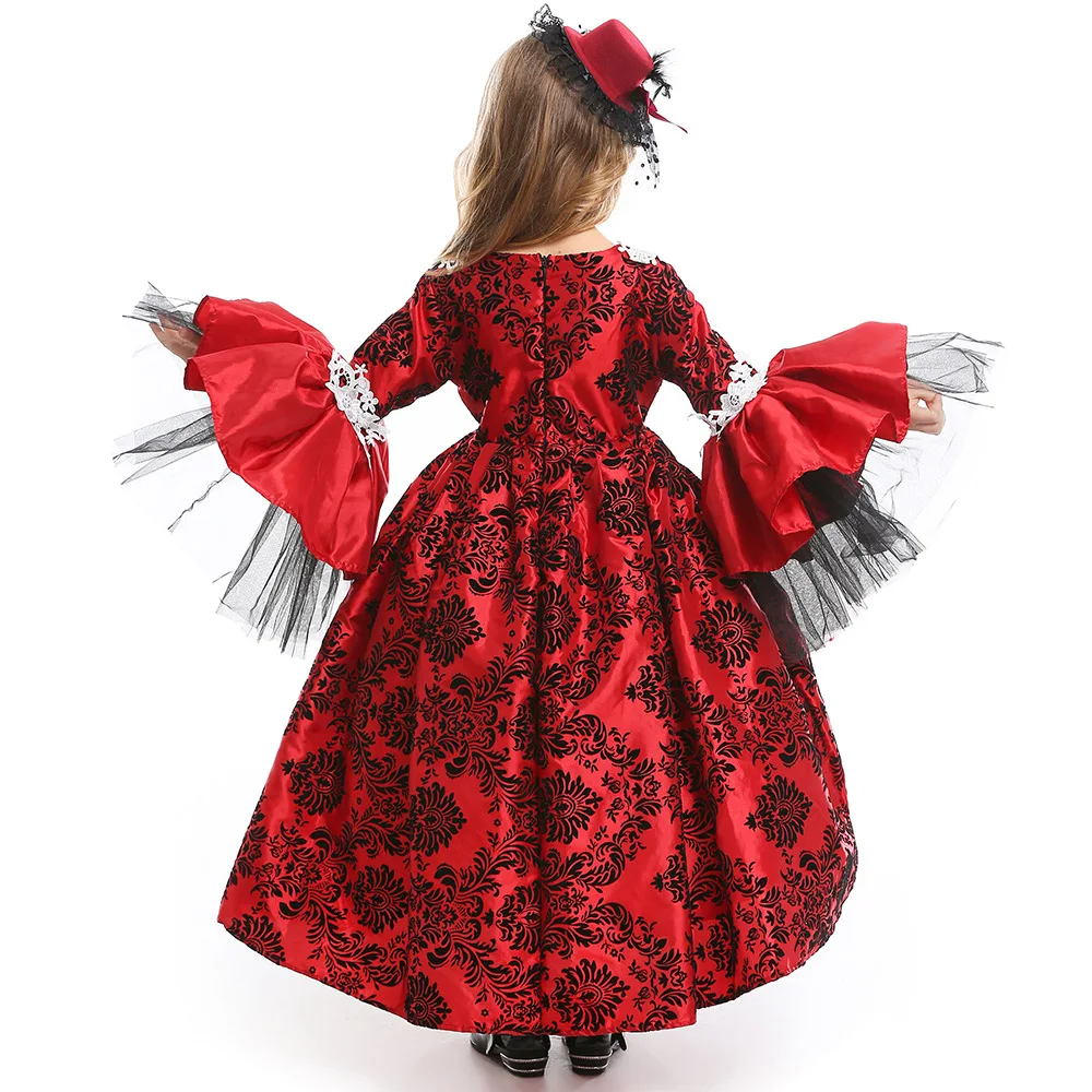 Kinderen Victoriaanse Prinses Cosplay Kostuum Lolita Jurk Vakantie Feest Meisje Vintage Court Jurk Halloween Prestatie Kleding