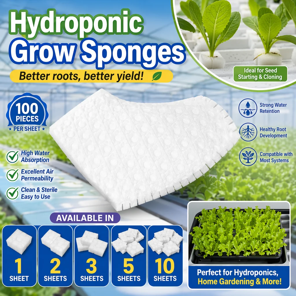 100Pcs/sheet Hydroponic Plant Sponge Garden Cultivation Seedling Soilless Culture Planting Tools Vegetables Nursery Pots Trays