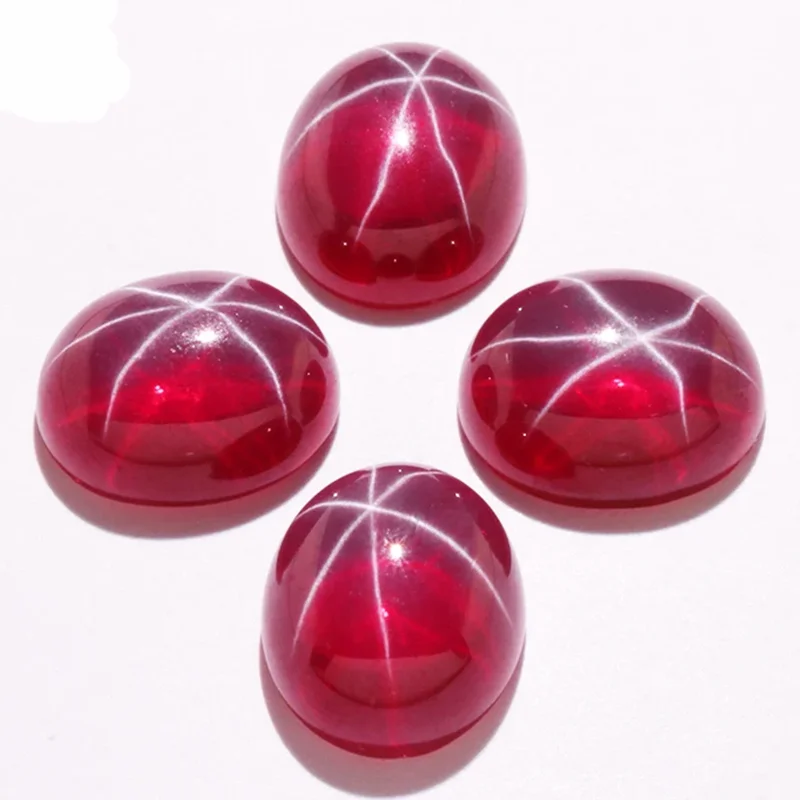 

Professional Star Ruby Oval Flat Smooth Surface Cut For Jewelry Making VVS Loose Gemstones