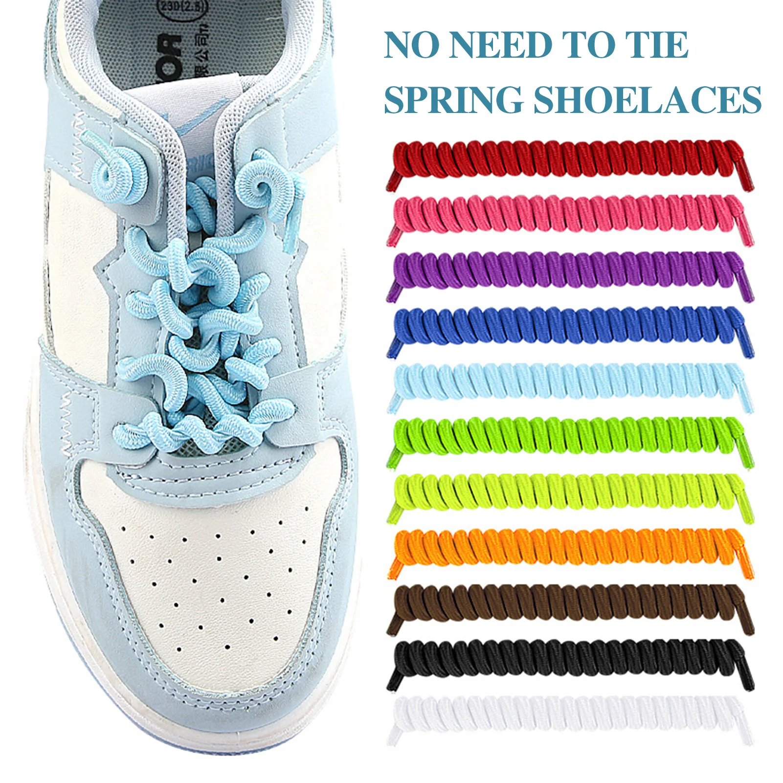 Hands-free Elastic Shoelaces Phone Cord Style Coiled Elastic Laces Lazy Person Casual Shoe Decor For Adults Kids All Day Comfort