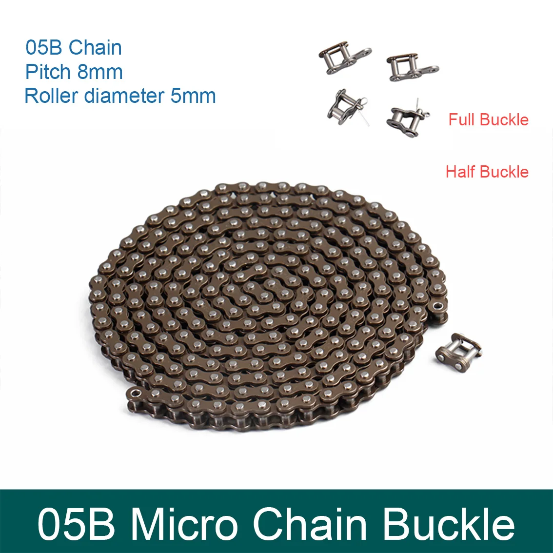 0.5/1/1.5M 05B Roller Chain Pitch 8mm Carbon Steel Drive Chain Joints Industrial Transmission Single Row Chain Half/full Buckle