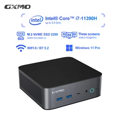 GXMO Mini PC Type-C Thunderbolt ™ 4 mini pc gaming   Core i7-11390 H (5 GHz) mini pc Intel Wi-Fi6 BT5.2 Dual Channel 32GB 1 TB