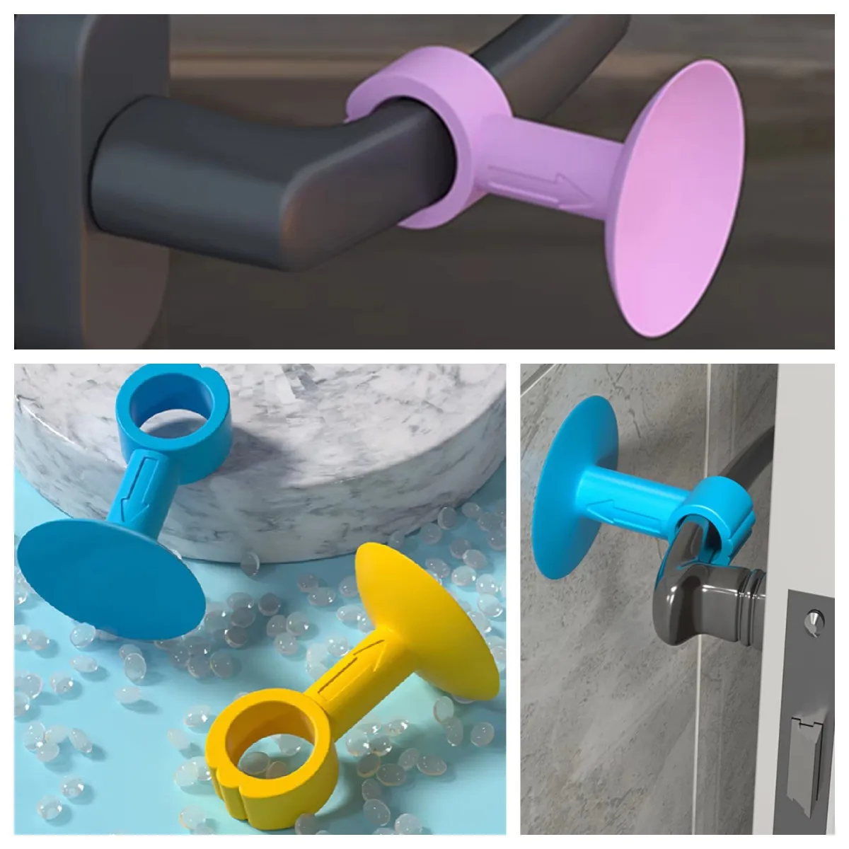 Handle Door Stopper Silicone Mute Handle Buffer Pad Non-Punch O-shaped Anti-Collision Protected Pad Wall Protector Accessories
