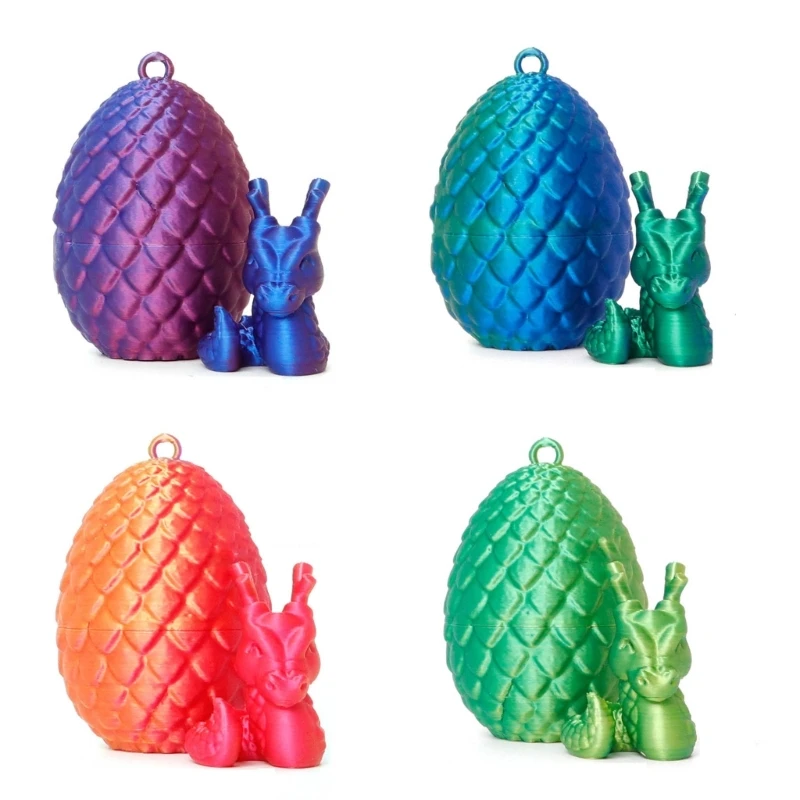 Unique 3D Printed Dragon in Eggs Pendant Articulated Dragon Figure Decoration Flexible Joints Toy for Kids