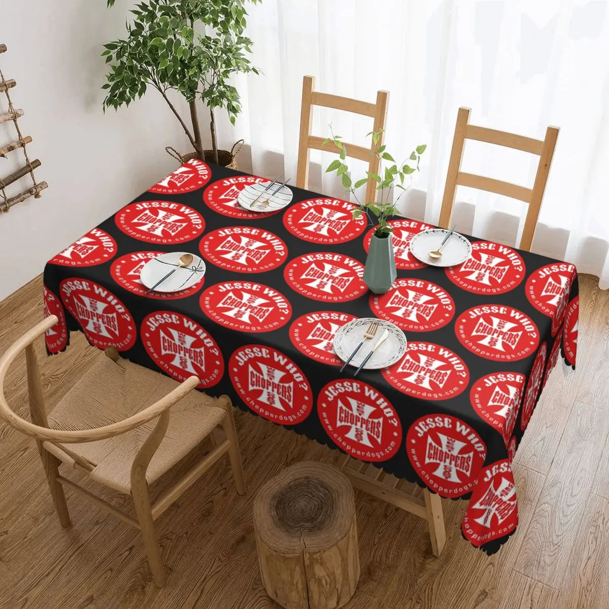 Personalized West Coast Iron Cross Choppers Custom Rectangular Tablecloth Oilproof Table Cover for Dining Events Table Cloth