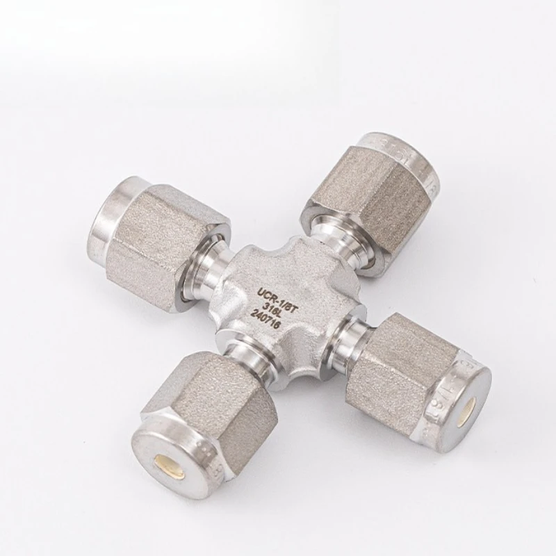 316l-stainless-steel-compression-cross-union-equal-diameter-4-way-tube-fitting-high-pressure-instrument-pipe-connector