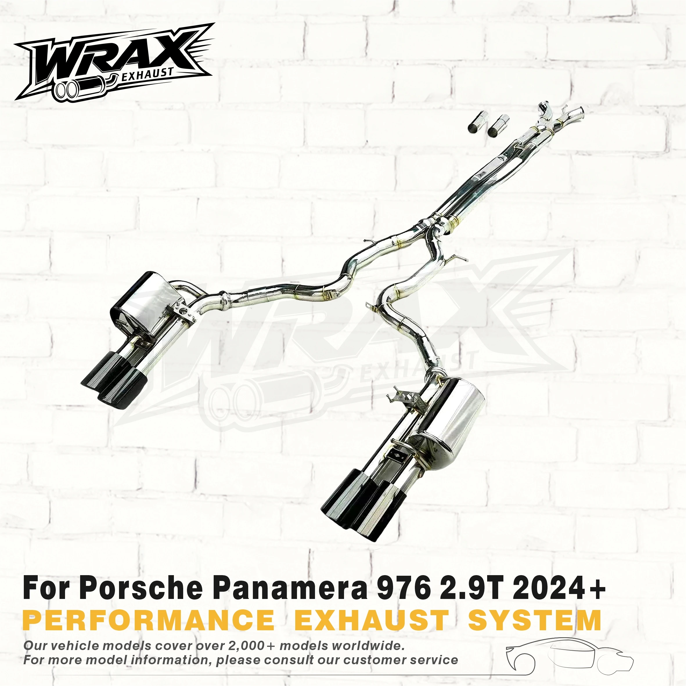 

Спортивная выхлопная система для Porsche Panamera 976 2.9T 2024+ из нержавеющей стали SS304 с X-образным патрубком, регулировкой клапана, увеличением мощности и простой установкой