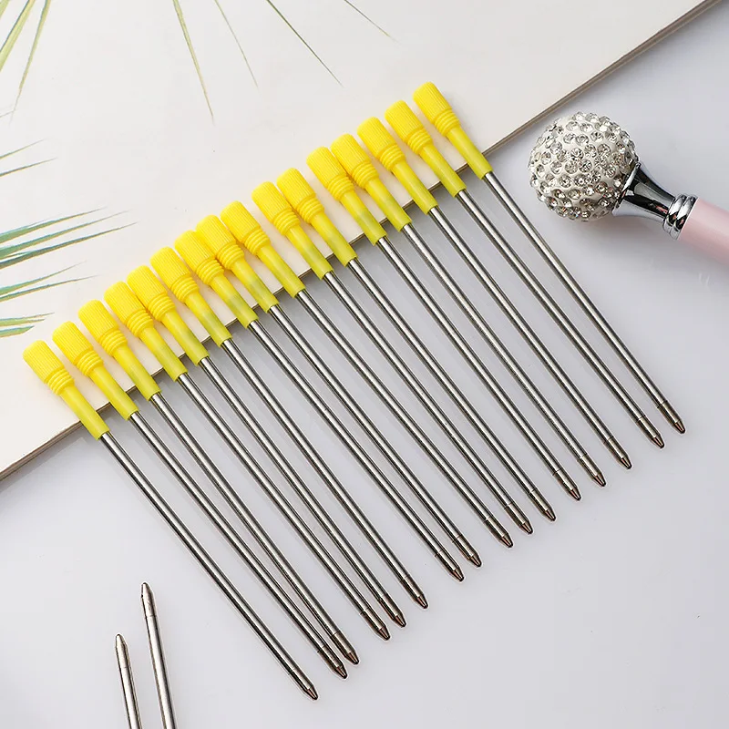 

50 Pcs Metal Refill Medium Pen Replacement Telescopic Ballpoint Ink Refills Black