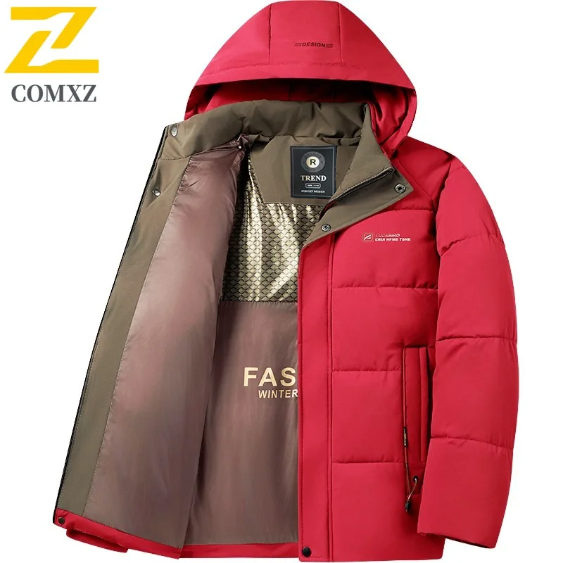 COMXZ Men Bread Jacket Fashion Snow Activities Urban Wear Techwear Comfortable Winter Jacket Outdoor Trips Loose Padding Coat