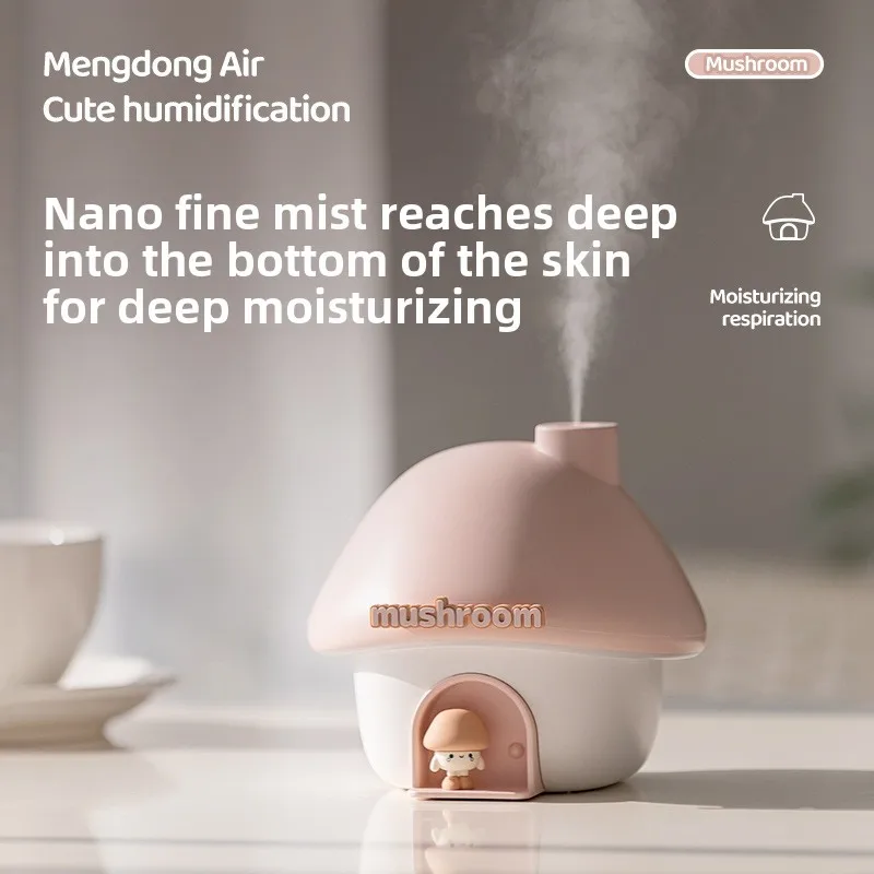 

300 мл увлажнитель воздуха в виде гриба, перезаряжаемый через USB с окружающим освещением для домашнего офиса, автомобиля, настольного распыления воздуха, тихий