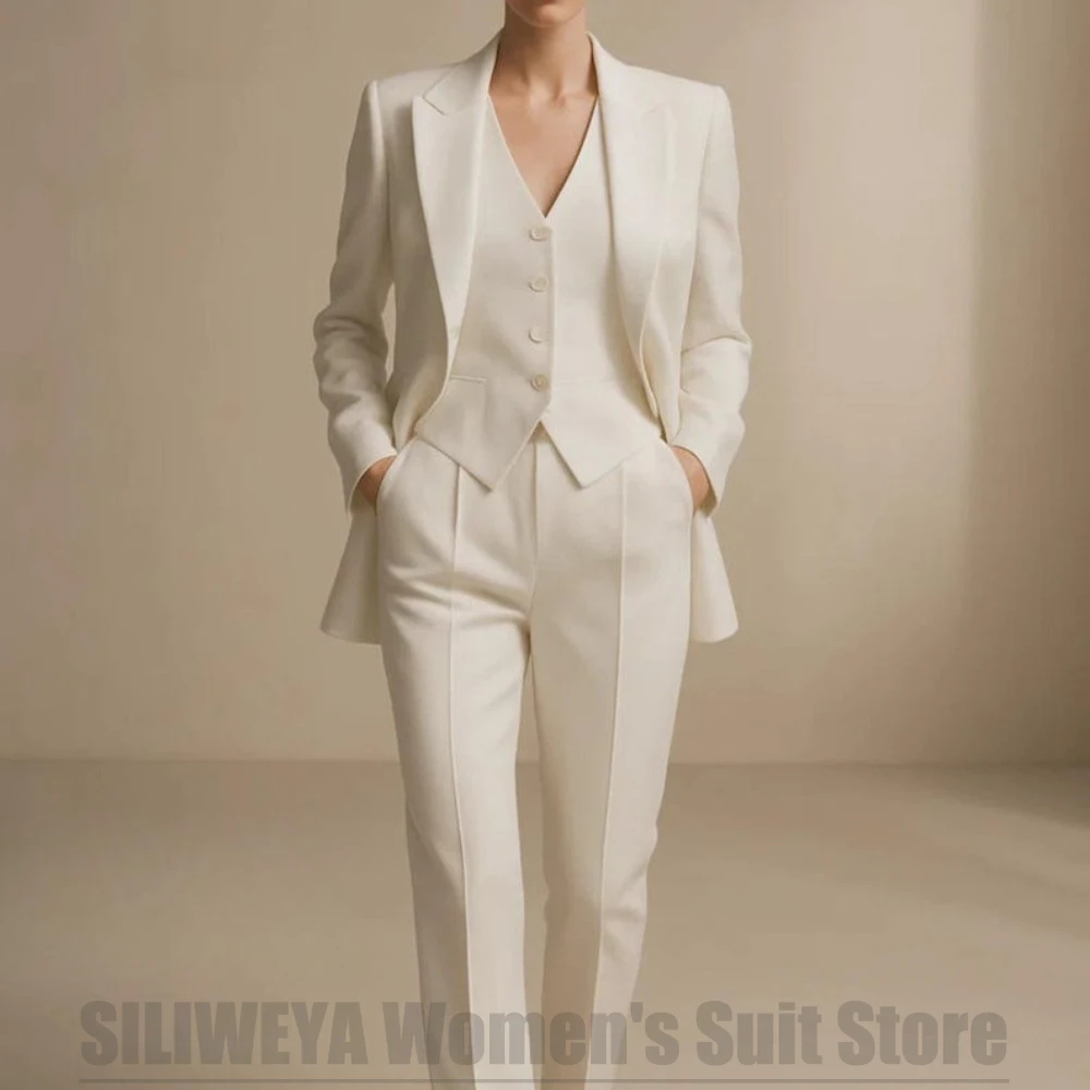 

Women's 3 Piece Suit Blazer Vest Pants Set Slim Fit Single Breasted Peak Lapel Elegant Formal Party Wedding Outfit Stylish