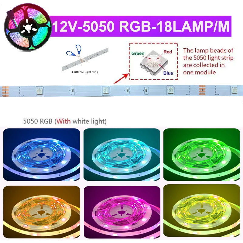 Led Strip Lights Wifi Alexa Google Home 12V Rgb Led Tape Light Dimmable Smart APP Control Rgb Led Lights Strips For Room