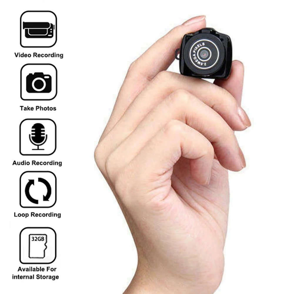 Mini Camera HD Video Audio Recorder Camcorder Sport Micro Cam Portable Pocket Security Monitor Mini Camera With Key Chain Y3000