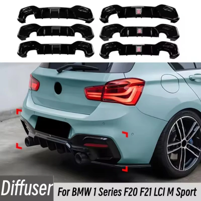 Rear Bumper Diffuser Lip Applicable for BMW 1 Series 2015-2019 F20 F21 LCI M Sport MP Tail Lips Exterior Parts Accessories