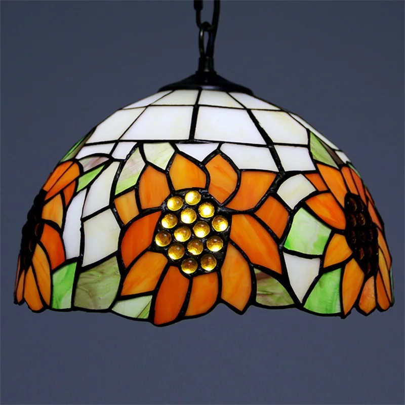 Belle Tiffany Glazen Hanglamp Led Creatief Bloemenpatroon Kroonluchter Decor Voor Thuis Eetkamer Slaapkamer Hotel Licht