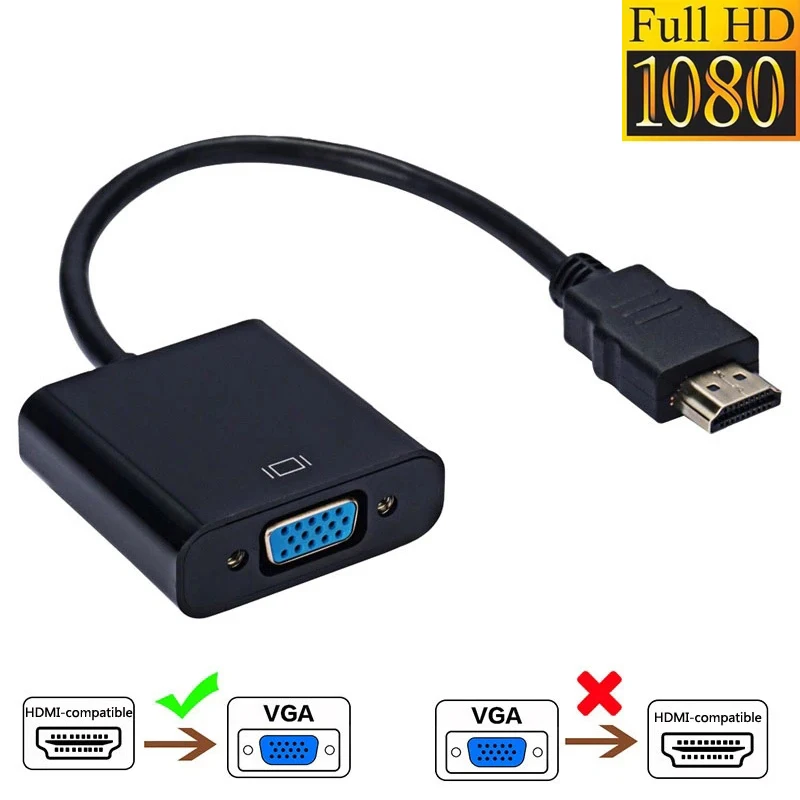 HDMI-compatible to VGA Adapter Full HD 1080P Digital Analog HDMI HDTV Male To Female VGA Cable Converter For PC Laptops Tablet