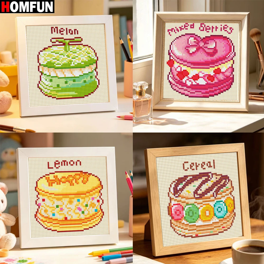 HOMFUN New Cute Diamond Painting "Cute Dessert Cake" Full Square Resin Drill Diy 5d Diamond Embroidery Picture Rhinestone Art