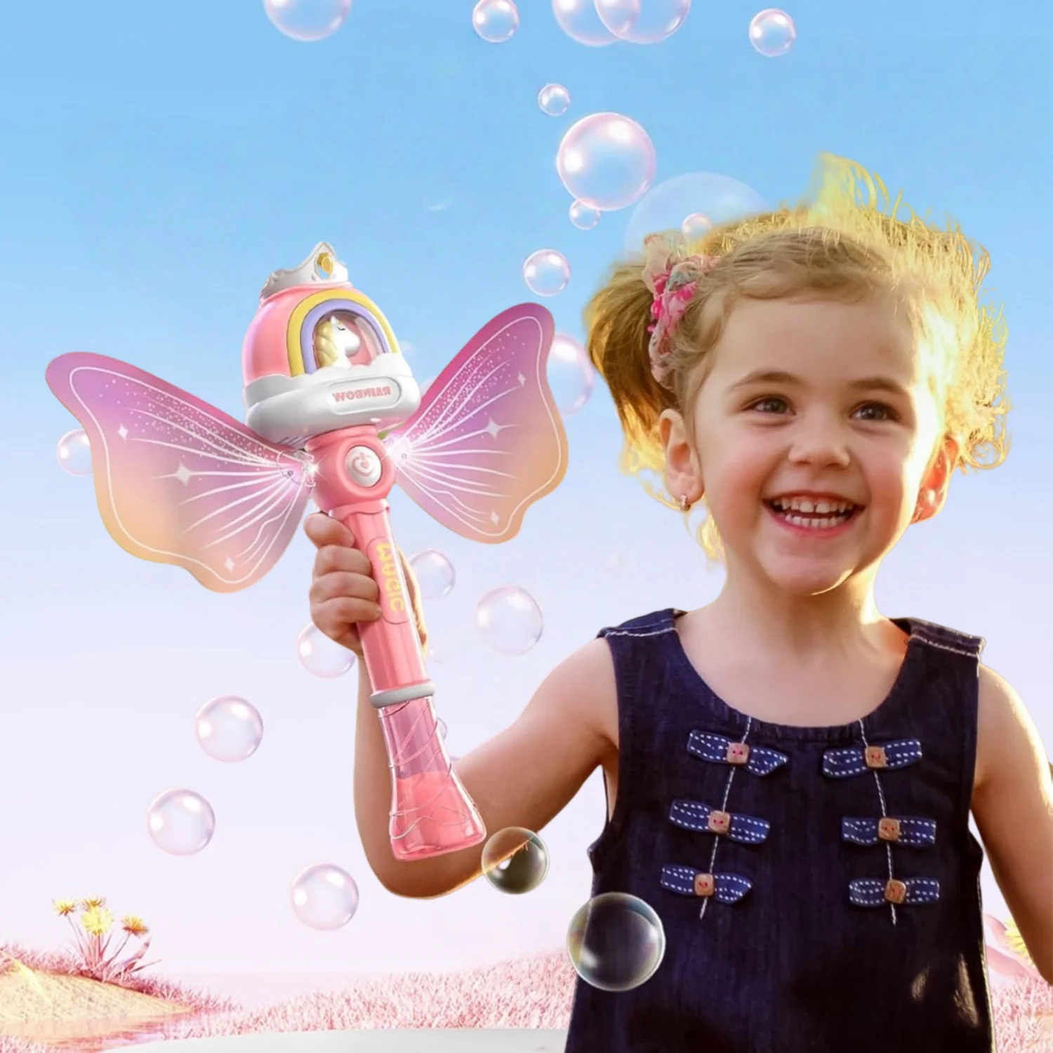 Anjo elétrico bolha vara totalmente automático com asas iluminação portátil vara mágica festa ao ar livre brinquedo de aniversário