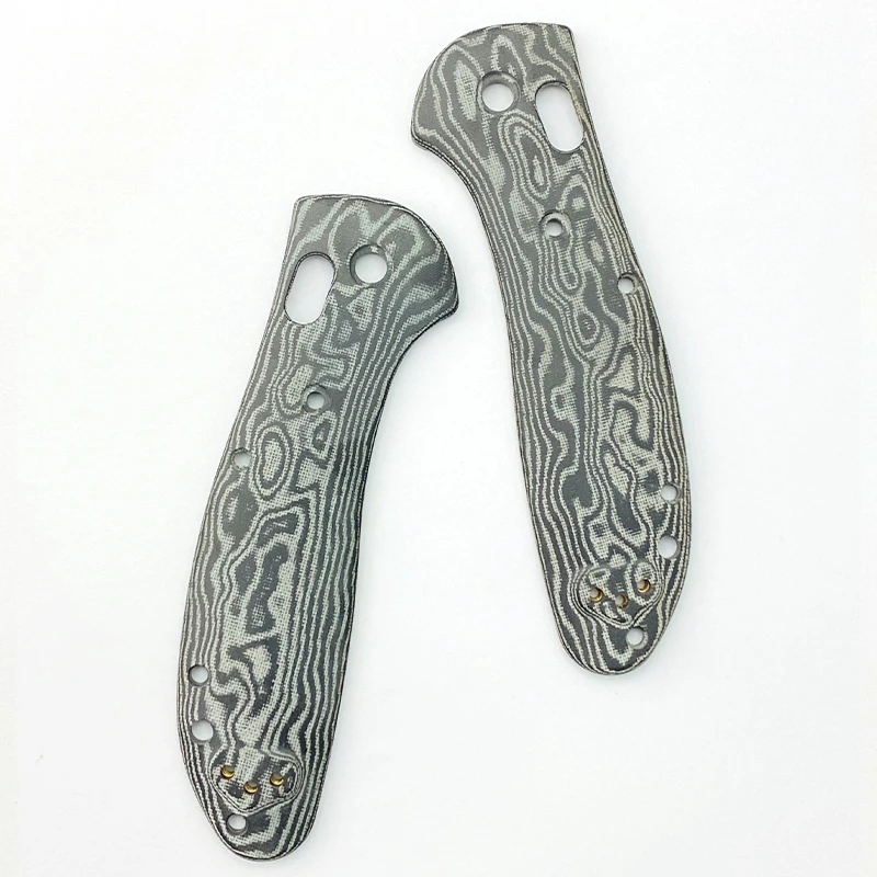 1pair Damascus Micarta Knife Handle Patch for BM 550 551 Folding Knife With Support Shaft Screw Knife Patch Material