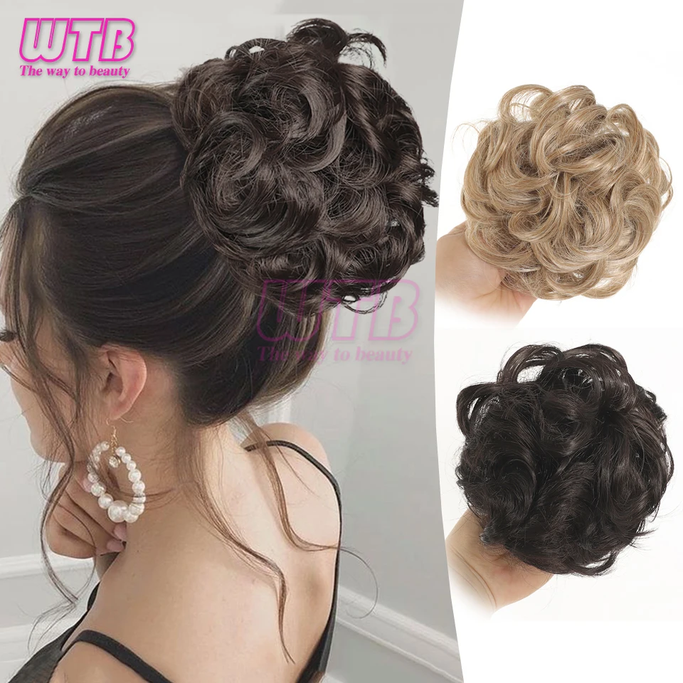 

WTB Synthetic Curly Chignon Women Hair Bun with Claw Clip Heat Resistant Updo Cover Hairpiece Extensions Accessories