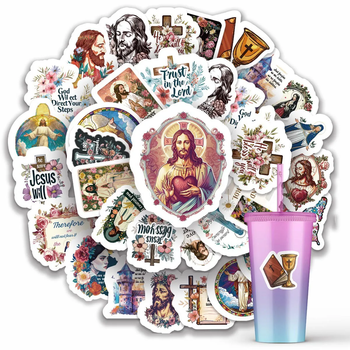 50Pc God Angel Sticker Jesus Graffiti Sticker for Laptop Car Notebook Phone Case Bottle Fridge Graffiti Vinyl Decals Sticker Kid