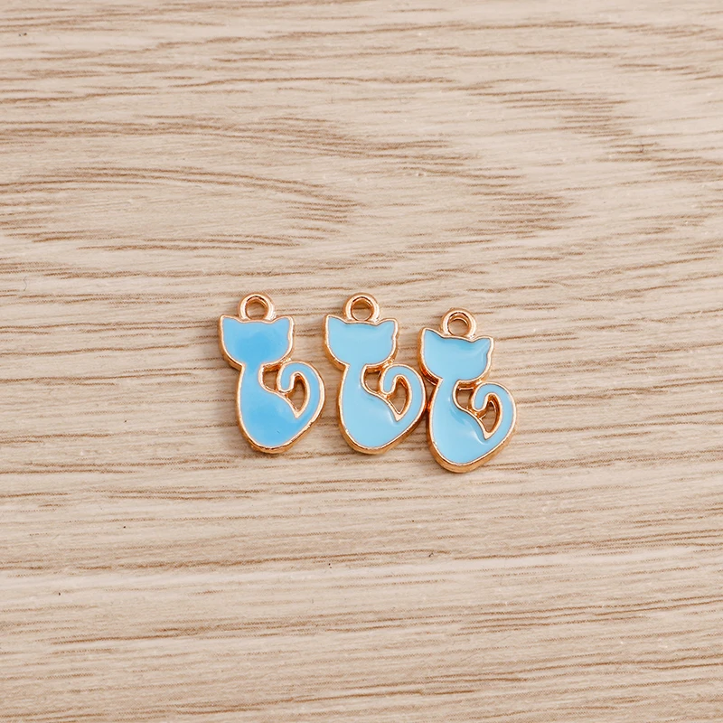 10 Stück 6 x 14 mm niedliche Mini-Emaille-Tier-Katze-Charms-Anhänger für Schmuckherstellung, Tropfen-Ohrringe, Halsketten, Armbänder, DIY-Bastelbedarf – Detail 6
