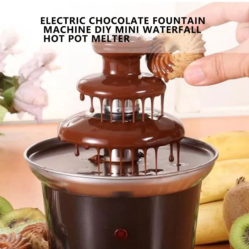 Mini Chocolate Fountain Creative Design Chocolate Melt Heating Fondue Waterfall Hotpot Machine Home Appliance