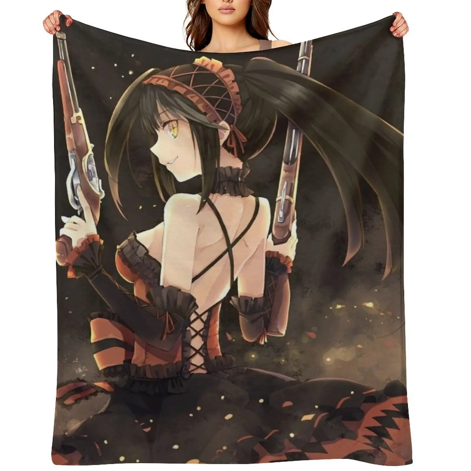 

Tokisaki Kurumi - Date A Live Throw Blanket Large Personalized Gift Soft Soft Plaid Blankets
