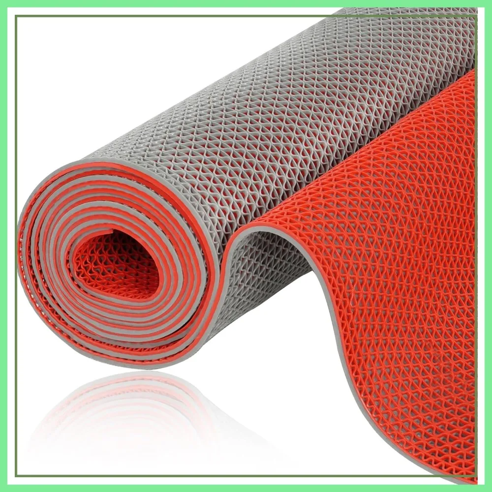 

1Pcs 3x10ft Rubber Drainage Matting Non Slip Floor Mats for Deck, Bathroom, Outdoor Indoor (Gray Red)
