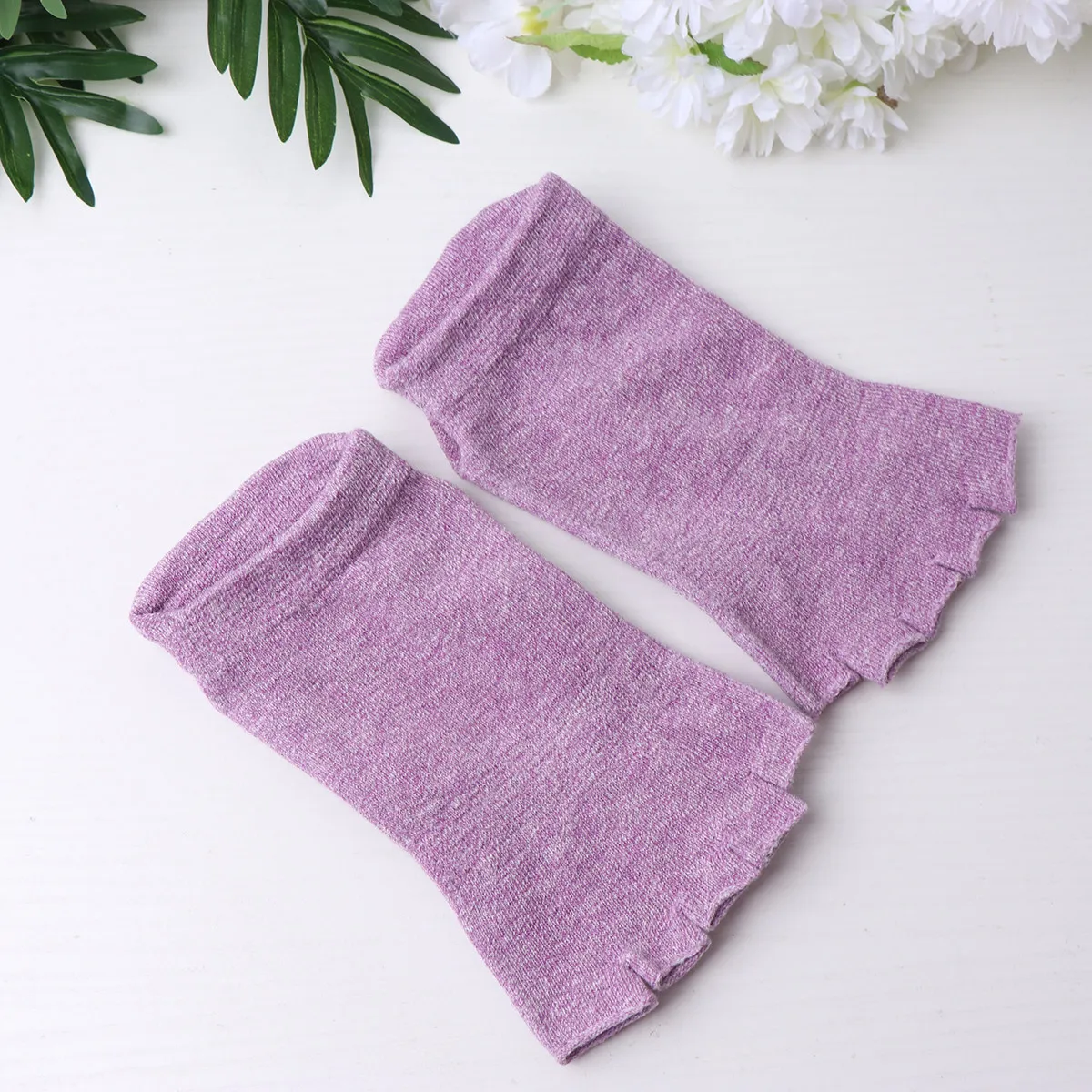 1Pair Anti-Slip 5 Toe Yoga Socks Open-Toed Breathable Premium Material Socks for Women Running Walking Standing Daily