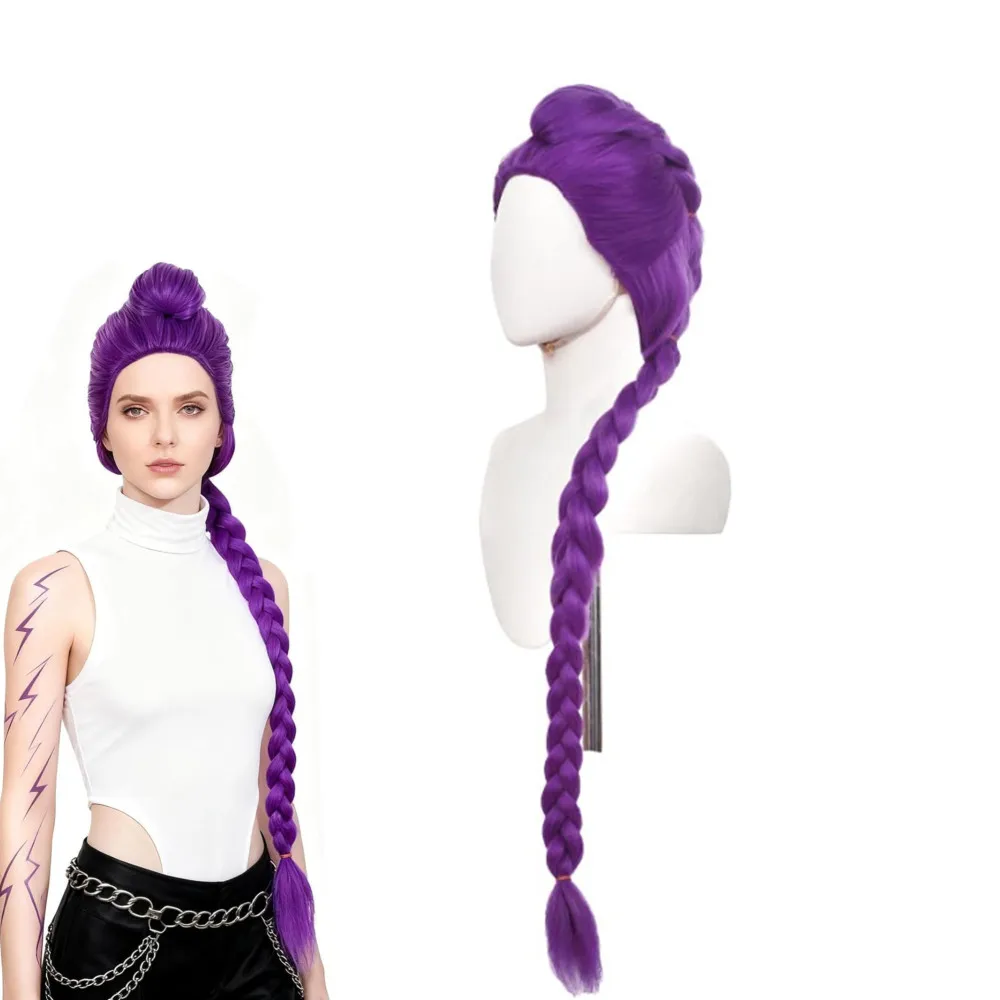 

KPOP Demon Hunters Rumi Purple Cosplay Wig Halloween Party Purple Long Hair Heat Resistant Synthetic Wigs Carnival Props