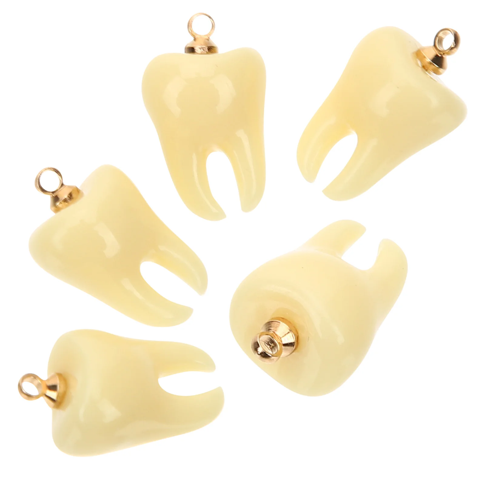 5 Pcs Tooth Shape Pendant Necklace Charms Necklaces for DIY Jewelry Keychain Making Deciduous Teeth